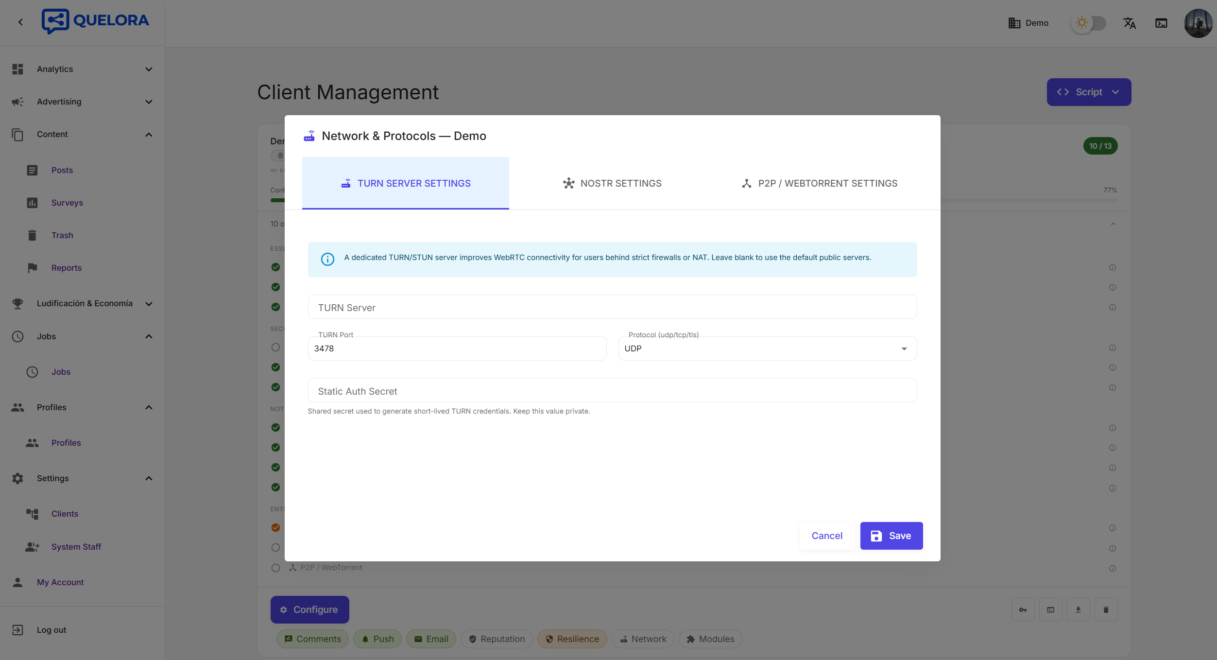 Network and protocols: TURN, Nostr, P2P WebTorrent